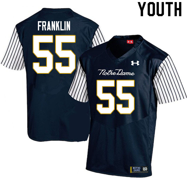 Youth NCAA Notre Dame Fighting Irish #55 Ja'Mion Franklin Stitched College Under Armour Authentic Navy Alternate Football Jersey FH10S72FD